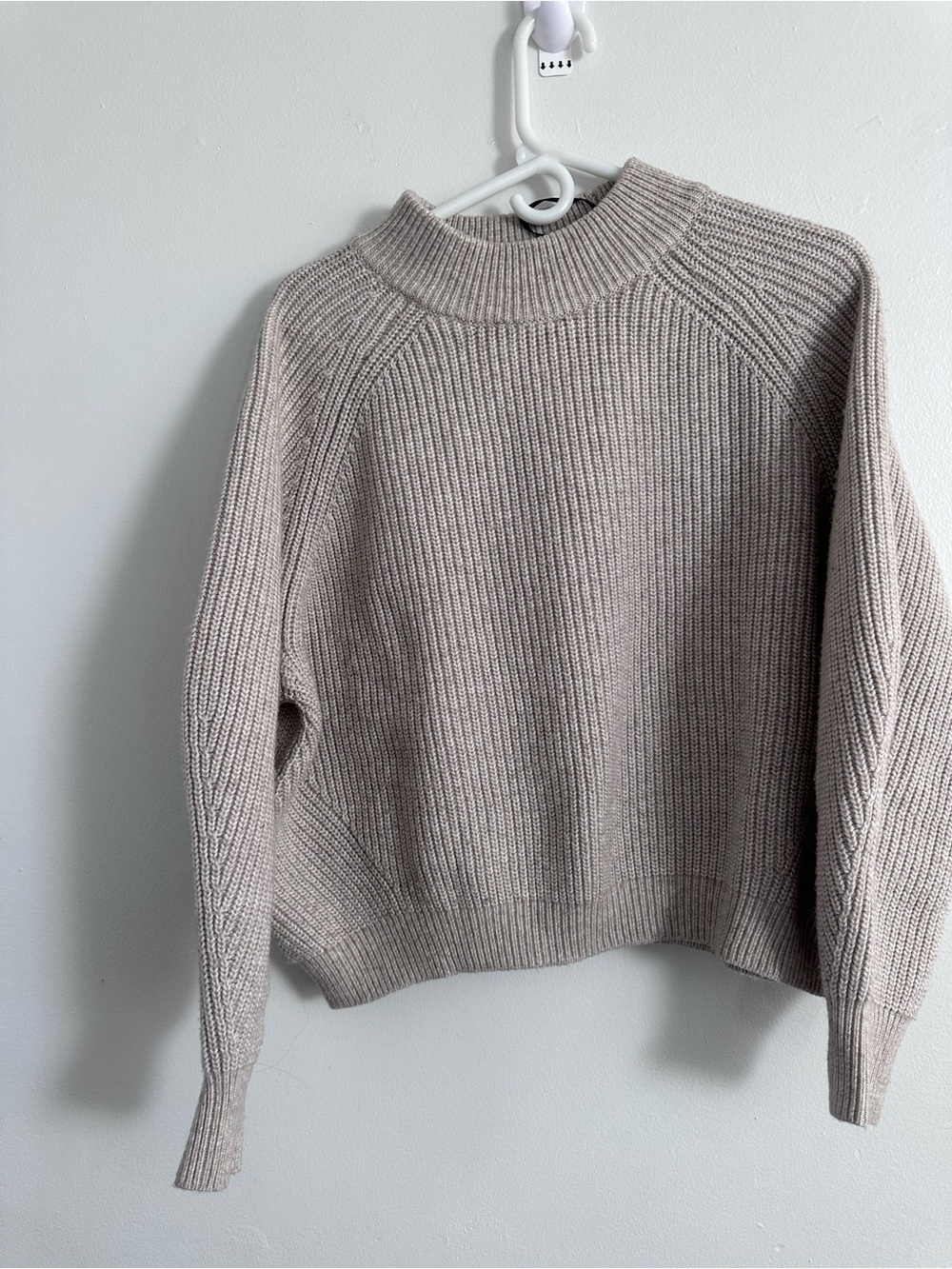 H&M Taupe Ribbed Cowl Neck Sweater